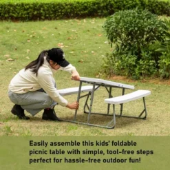 Foldable White Kids' Picnic Table Bench Outdoor Portable Children's Backyard Table, Crafting, Dining, And Playtime Patio Table -Kids’ Furniture Store GUEST be2ac2df d180 4b2a ba06 71da9fcab200