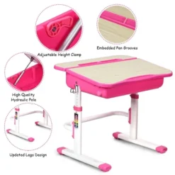 Costway Adjustable Children Study Desk Chair Set W/Winged Backrest Pink 13 Costway Adjustable Children Study Desk Chair Set W/Winged Backrest Pink -Kids’ Furniture Store GUEST be7a4caa ff26 4ed8 b453 d85e357534a7