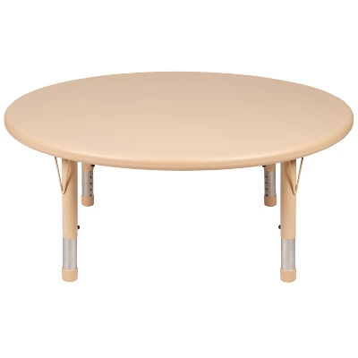 Emma And Oliver 45" Round Natural Plastic Height Adjustable Activity Table - School Table For 4 7 Emma And Oliver 45" Round Natural Plastic Height Adjustable Activity Table - School Table For 4 - Image 7