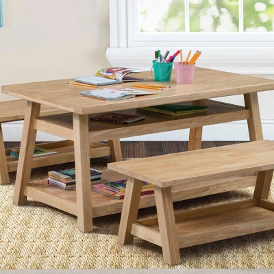 ECR4Kids Sit N' Stash Rectangular Table, Classroom Storage, Natural 3 ECR4Kids Sit N' Stash Rectangular Table, Classroom Storage, Natural - Image 3