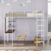 Twin Metal Loft Bed With 2 Shelves And Desk - ModernLuxe