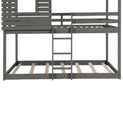 Twin Over Twin Wood Bunk Bed With Roof, Window, Guardrail, Ladder Gray-ModernLuxe -Kids’ Furniture Store GUEST c2a99695 9871 4d6f a0bd 6a0b2552fab4