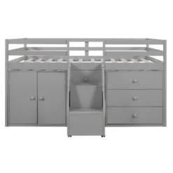Full Size Functional Loft Bed With Cabinets And Drawers, Hanging Clothes At The Back Of The Staircase-ModernLuxe -Kids’ Furniture Store GUEST c3faecc1 4922 42ba 934e c4dbb25f33cb