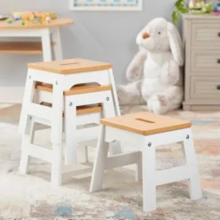 Melissa & Doug Wooden Stools - Set Of 4 - White/Natural 5 Melissa & Doug Wooden Stools - Set Of 4 - White/Natural -Kids’ Furniture Store GUEST c52d0662 afe4 46f6 92cc 50a0b603e190