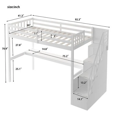 Twin Size Loft Bed With Staircase And Built-in Desk - ModernLuxe 2 Twin Size Loft Bed With Staircase And Built-in Desk - ModernLuxe - Image 2