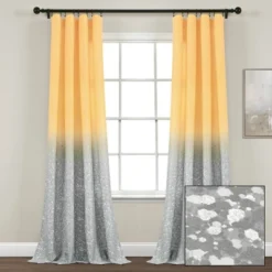 52"x84" Set Of 2 Glitter Ombre Metallic Print Window Curtain Panels - Lush Décor -Kids’ Furniture Store GUEST c6b9d338 3677 4ad0 a033 a74bd7d61740