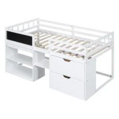 Twin Size Low Loft Bed With Rolling Desk, Shelves And Drawers - ModernLuxe -Kids’ Furniture Store GUEST c6eaeb63 277d 4518 90fc 78c9ee3d5a14