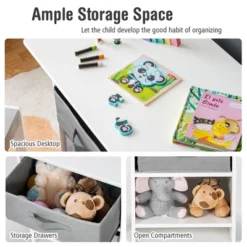 Babyjoy Kids Art Play Wood Table And 2 Chairs Set W/ Storage Baskets Puzzle -Kids’ Furniture Store GUEST c72c06c3 5f8e 4634 a161 e0706db17340