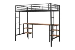 Metal Twin Size Low Loft Bed With Storage Shelf And Table, Black - ModernLuxe -Kids’ Furniture Store GUEST c7f5522b e28b 40ab 9ff6 0eeebcacdaaa