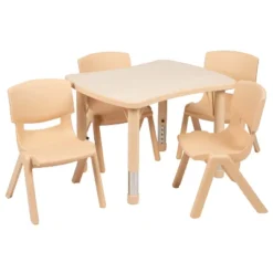 Flash Furniture 21.875"W X 26.625"L Rectangular Plastic Height Adjustable Activity Table Set With 4 Chairs -Kids’ Furniture Store GUEST c8079485 a1de 4e59 8363 3db8b69d61b1 1