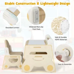 Costway Kids Drawing Table & Chair Set For Reading Playing With Pens & Blackboard Eraser Blue/Brown -Kids’ Furniture Store GUEST c893a212 e8ed 457d b3bf 63998d95c867