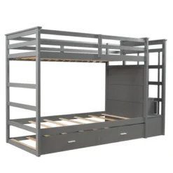 Twin Over Twin Wood Bunk Bed With 4 Drawers, Trundle And Staircase-ModernLuxe -Kids’ Furniture Store GUEST c8f3015d 30b0 4324 9692 a0c832c826cd