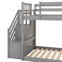 Twin Over Twin Bunk Bed With Convertible Slide And Stairway-ModernLuxe 19 Twin Over Twin Bunk Bed With Convertible Slide And Stairway-ModernLuxe -Kids’ Furniture Store GUEST c904f012 d407 4e8a 95d5 744d84e4e085