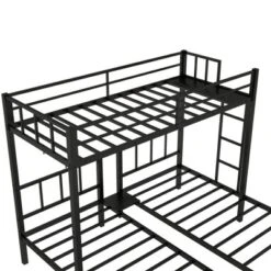 Twin Over Twin Metal Triple Bunk Bed With Ladder, Black-ModernLuxe 24 Twin Over Twin Metal Triple Bunk Bed With Ladder, Black-ModernLuxe -Kids’ Furniture Store GUEST c9f7151d 21cf 412a 954a 6f5306a2fdc0
