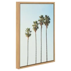 Palm Trees Framed Canvas Art Natural (24"x18") - Uniek