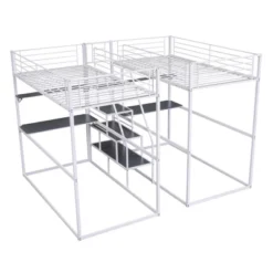 Double Twin Over Twin Size Metal Bunk Bed With Desk, Shelves And Storage Staircase-ModernLuxe -Kids’ Furniture Store GUEST cb7dec0d d31f 4a75 bd93 606371d3e607