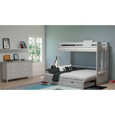 Twin To King Augusta Extending Day Bed With Bunk Bed And Storage Drawers Dove Gray - Alaterre Furniture 4 Twin To King Augusta Extending Day Bed With Bunk Bed And Storage Drawers Dove Gray - Alaterre Furniture - Image 4