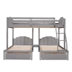 Full Over Twin & Twin Bunk Bed, Velvet Triple Bunk Bed With Drawers And Guardrails-ModernLuxe -Kids’ Furniture Store GUEST cd966953 4d7f 4d80 ad93 2dd8b423c99a