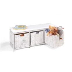 Badger Basket Kid's Storage Bench With Woven Top And Baskets White -Kids’ Furniture Store GUEST ce1b80e9 34b6 453d b7d7 049bc47e33cc