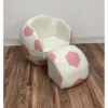 Upholstered Soccer Ball Chair With Pull Out Ottoman Pink/White - Gift Mark