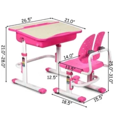 Costway Adjustable Children Study Desk Chair Set W/Winged Backrest Pink 15 Costway Adjustable Children Study Desk Chair Set W/Winged Backrest Pink -Kids’ Furniture Store GUEST ce650de9 5090 4307 bb61 42c11f203750