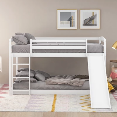 Twin Over Twin Bunk Bed With Convertible Slide And Ladder - ModernLuxe 1 Twin Over Twin Bunk Bed With Convertible Slide And Ladder - ModernLuxe