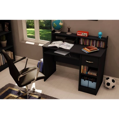 Axess Desk With Keyboard Tray Pure Black - South Shore 1 Axess Desk With Keyboard Tray Pure Black - South Shore