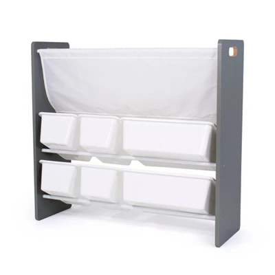 Read N Play 6 Bin Organizer & 2 Tier Bookrack White - Humble Crew 2 Read N Play 6 Bin Organizer & 2 Tier Bookrack White - Humble Crew - Image 2