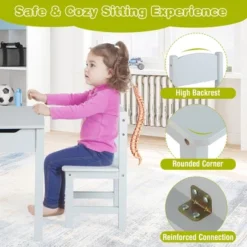 Costway Toddler Craft Table & Chair Set Kids Art Crafts Table WithPaper Roll Holder Grey/White -Kids’ Furniture Store GUEST d34072b1 525b 40c6 b182 ae63c3be2382