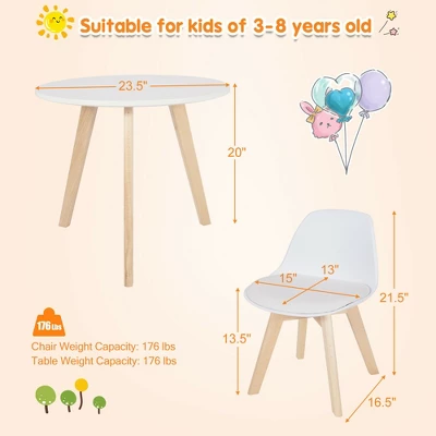 Costway Kids Table & 2 Chairs Set Modern Activity Play Table W/Beech Leg Cushion 2 Costway Kids Table & 2 Chairs Set Modern Activity Play Table W/Beech Leg Cushion - Image 2