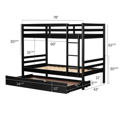Fakto Bunk Beds With Trundle Matte Black - South Shore 12 Fakto Bunk Beds With Trundle Matte Black - South Shore - Image 12
