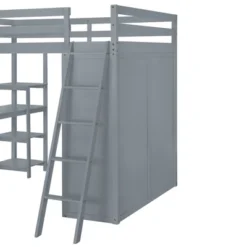 Full/ Twin Size Loft Bed With Wardrobe, Desk And Shelves-ModernLuxe -Kids’ Furniture Store GUEST d90f57ce 82c7 4ba8 a60a 869257f392b2
