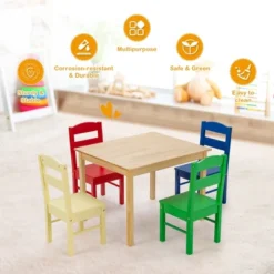 Costway Kids 5 Piece Table Chair Set Pine Wood Multicolor Children Play Room Furniture -Kids’ Furniture Store GUEST d93d385b 3db3 43f6 aa58 575c987df40d