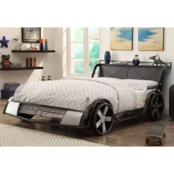 Wapiti Racer Car Youth Bed Silver/Gun Metal - MiBasics