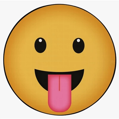 Deerlux Emoji Style Round Funny Smiley Face Kids Area Rug, Tongue Out Emoji Rug 2 Deerlux Emoji Style Round Funny Smiley Face Kids Area Rug, Tongue Out Emoji Rug - Image 2