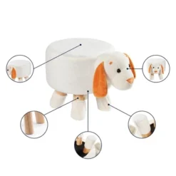 Cheer Collection Kids Mini Padded Footstool With Solid Wooden Legs