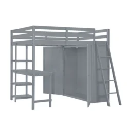 Full/ Twin Size Loft Bed With Wardrobe, Desk And Shelves-ModernLuxe -Kids’ Furniture Store GUEST dd90bd92 fe54 403c b295 0b939cd1a7e8