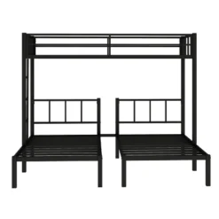 Twin Over Twin Metal Triple Bunk Bed With Ladder, Black-ModernLuxe 21 Twin Over Twin Metal Triple Bunk Bed With Ladder, Black-ModernLuxe -Kids’ Furniture Store GUEST ddd1fef4 59b6 43bd a205 4167c40088e9
