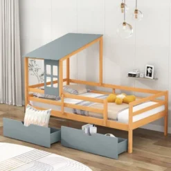 Twin Size House Low Loft Bed With Two Storage Drawers - ModernLuxe 19 Twin Size House Low Loft Bed With Two Storage Drawers - ModernLuxe -Kids’ Furniture Store GUEST e1dca61d fda9 4e74 b7bf 006a0e1b202f