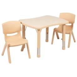 Flash Furniture 21.875"W X 26.625"L Rectangular Plastic Height Adjustable Activity Table Set With 2 Chairs -Kids’ Furniture Store GUEST e1ffdc84 da79 49a4 a75d c76f0fd4b209 1