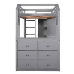 Twin Size Loft Bed With Wardrobe, Drawers And Desk With Shelves - ModernLuxe -Kids’ Furniture Store GUEST e3371af7 f5d7 43f8 b21b d61088edb8bb