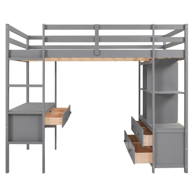 Loft Bed With Built-In Desk, Storage Shelves And Drawers - ModernLuxe 8 Loft Bed With Built-In Desk, Storage Shelves And Drawers - ModernLuxe - Image 8
