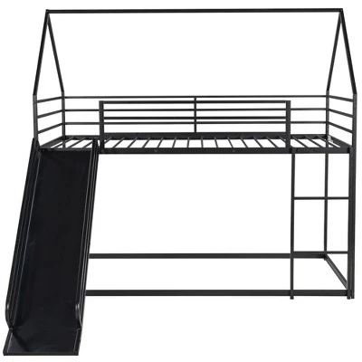 Twin Over Twin House Bunk Bed With Ladder And Slide - ModernLuxe 4 Twin Over Twin House Bunk Bed With Ladder And Slide - ModernLuxe - Image 4