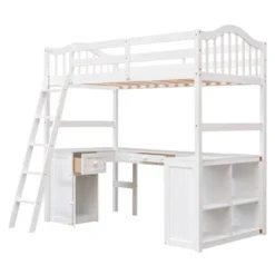 Twin Size Wooden Loft Bed With Drawers, Cabinet, Shelves And Desk-ModernLuxe -Kids’ Furniture Store GUEST e671a7f9 1d12 4868 9f67 76f674e7e9a0