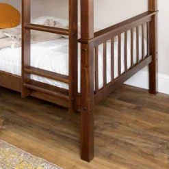 Twin Over Twin Transitional Cottage Solid Pine Bunk Bed Walnut - Saracina Home -Kids’ Furniture Store GUEST e677b28d 138d 4661 9f11 0cbfc56bbb04