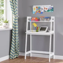 Kids' Desk With Ladder Shelf Storage And 2 Bonus Magnetic Art Display Bars White - RiverRidge Home -Kids’ Furniture Store GUEST e76461f9 1050 4bd6 9ae5 4c8619ccf4d2
