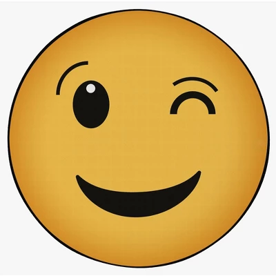Deerlux Emoji Style Round Funny Smiley Face Kids Area Rug, Wink Emoji Rug 2 Deerlux Emoji Style Round Funny Smiley Face Kids Area Rug, Wink Emoji Rug - Image 2