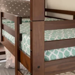 Twin Indy Solid Wood Triple Bunk Bed Walnut - Saracina Home -Kids’ Furniture Store GUEST ea0f3219 673c 4bd7 a005 edae0b99a024