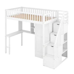 Twin Size Loft Bed With Shelf, Drawers, Desk And Wardrobe - ModernLuxe -Kids’ Furniture Store GUEST ec2910ad 9385 4b67 b1d4 29a9a2cb1df5