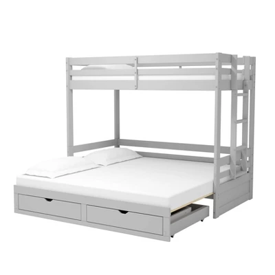 Twin To King Augusta Extending Day Bed With Bunk Bed And Storage Drawers Dove Gray - Alaterre Furniture 1 Twin To King Augusta Extending Day Bed With Bunk Bed And Storage Drawers Dove Gray - Alaterre Furniture